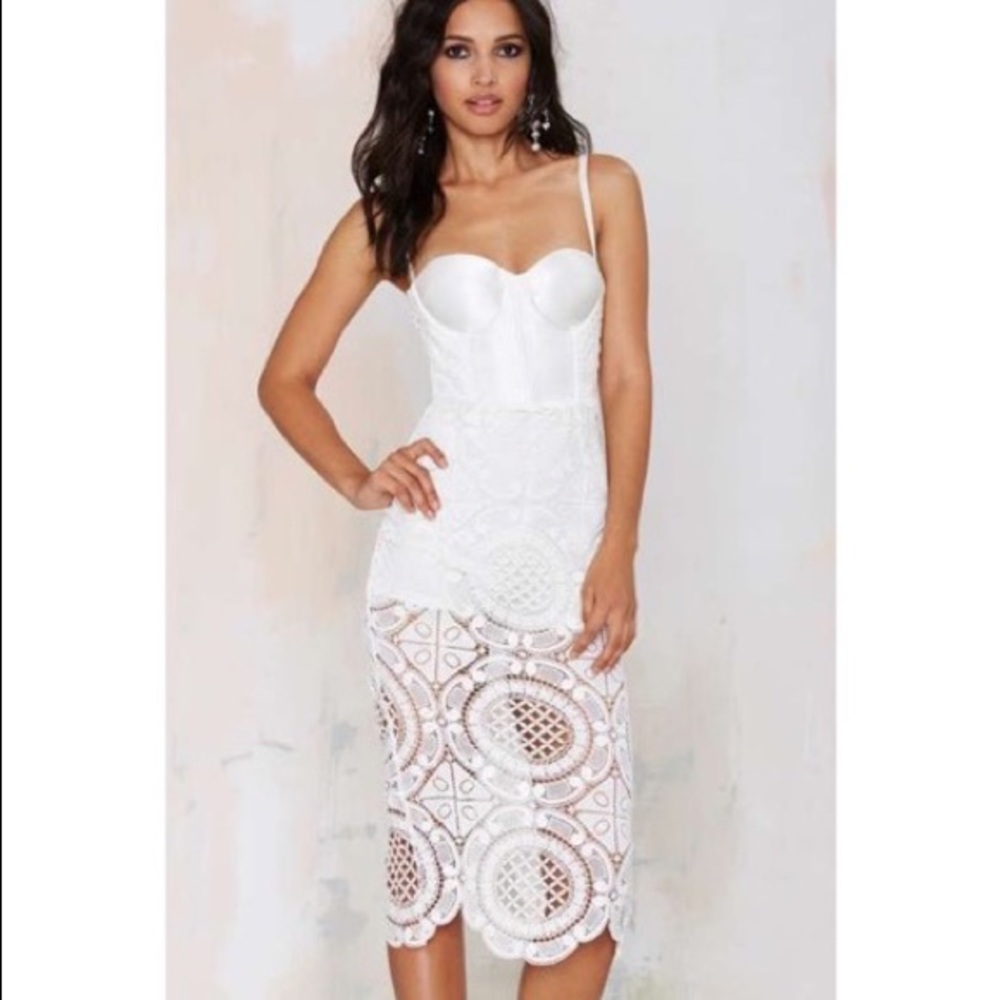 Misha Collection- Flora Crochet Dress in White - Picture 2 of 7